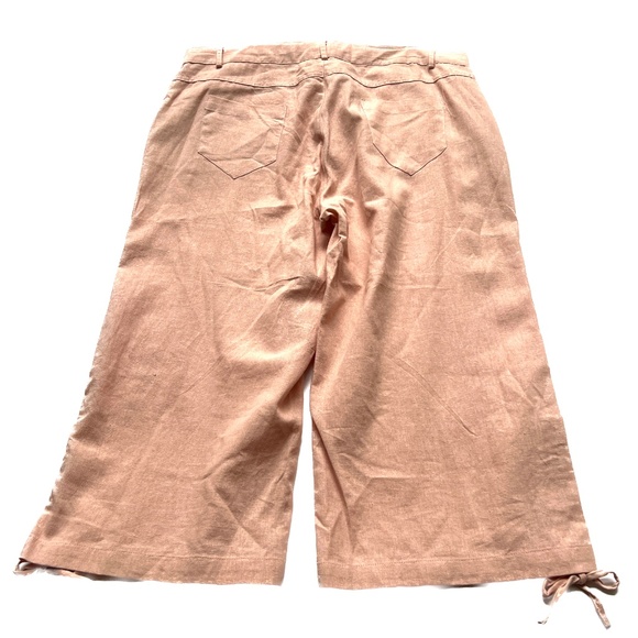 Charlie Paige Pants Linen Blend Sz XL Peach Crop Ruch Ankles Drawstring New NWT - Picture 2 of 6